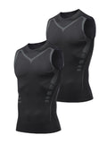 Buy 1 Get 1 Free, total of 2 pcs Men's Premium Quick-Dry Tank Top - Breathable Crew Neck Sleeveless Compression Vest with Moisture-Wicking Fabric, Four-Way Stretch, and Anti-Odor Technology - Ideal for Sports Events, Fitness Training, Ball Games, and Outd