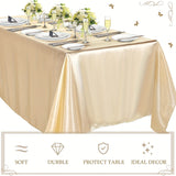 1PC Luxurious Champagne Satin Tablecloth - Rectangular Sequined Silk Cover with Smooth Fabric for Elegant Wedding Banquet Party Events Decorations - Perfect Room Decor for Special Occasions