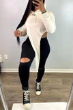 hulianfu - Black Fashion Casual Solid Ripped High Waist Skinny Denim Jeans