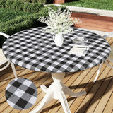 1pc Round Waterproof Vinyl Tablecloth with Elastic Edge and Flannel Backing - Easy to Clean, Wipeable, and Durable - Perfect for Indoor and Outdoor Use on Patios, Terraces, and Gardens