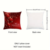 Set of 2 Christmas Throw Pillow Covers, Contemporary Style Woven Polyester Square Cushion Cases, Zippered Decorative Pillowcases with Festive Print for Sofa Chair Home Decor, Spot-Clean Only, 17x17 Inch
