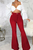 hulianfu - Black Casual Street Solid Patchwork High Waist Denim Jeans