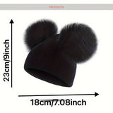 Thermal Double Ball Beanie Hat - Soft, Breathable, Windproof, and Warm Knitted Hat for Outdoor Sports and Skiing - Ultimate Cold Weather Accessory