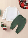 2pcs Baby's Cartoon Christmas Tree Print Sweatshirt & Casual Pants, Toddler & Infant Boy's Clothing Set Outdoor