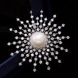 2025 Korean version of light luxury brooch women's gypsy star snowflake zircon pearl brooch coat sweater pin clothing fashion