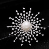 2025 Korean version of light luxury brooch women's gypsy star snowflake zircon pearl brooch coat sweater pin clothing fashion