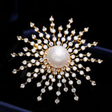 2025 Korean version of light luxury brooch women's gypsy star snowflake zircon pearl brooch coat sweater pin clothing fashion