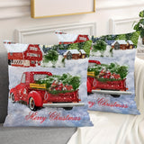 Set of 2 Christmas Throw Pillow Covers, Contemporary Style Woven Polyester Square Cushion Cases, Zippered Decorative Pillowcases with Festive Print for Sofa Chair Home Decor, Spot-Clean Only, 17x17 Inch