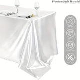 1pc Luxury Polyester Rectangle Tablecloth - Waterproof and Oil-Proof Satin Tablecover for Picnic, Holiday Party, Home Decor, Camping, and Wedding Banquet - Easy to Clean, Stain Resistant, and Durable Table Cloth with Simple Style Design