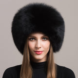 Winter Real Fox Fur Hats For Women Winter Stylish Russian Thick Warm Beanie woman Hat Natural Fluffy Fur Caps With Tail