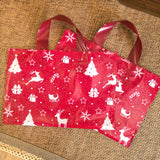 20/50pcs Christmas Theme Reusable Shopping Bags - Durable Plastic Gift Bags with Snowflake Design, Perfect for Gifts & Party Favors, Retail Store Fixed Equipment, for Holiday Celebrations / All Users, Festive Packaging Solutions