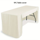 1pc Premium Fitted Tablecloth - Seamless Rectangle Cover for Folding Tables - Durable Washable Fabric - Perfect for Trade Shows, Weddings, Buffets & Crafts - Event-Ready Display