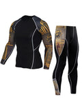 Mens High-Performance Compression Running Outfit - Moisture-Wicking Skin-Fit Shirt & Pants Set - Ideal for Gym, Fitness, Yoga, Base Layer Thermal Wear