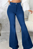hulianfu - Black Casual Street Solid Patchwork High Waist Denim Jeans