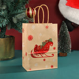 10-Pack Christmas Gift Tote Bags with Santa, Reindeer, Sleigh Designs - Multipurpose Paper Goodie Bags for Holiday Treats, Parties, and Events
