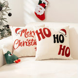 2pcs, Christmas Embroidery Home Decorative Pillow Covers, Santa Deer Gnomes Exquisite Tufted Punch Farmhouse Couch Pillowcases, 18*18in, Cozy Holiday Home Decor for Sofa & Bedroom & Outdoor & Living Room, Set of 2, Without Pillow Inserts