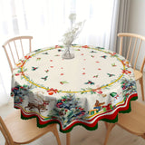 1pc Premium Polyester Christmas Tablecloth - Vibrant Pine Tree, Butterflies & Snowman Pattern - Festive Table Decor for Holidays, Home Atmosphere Enhancer & Perfect Gift Idea