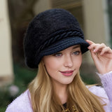 Cozy Faux Rabbit Fur Beanie with Brim - Thick Knit Winter Hat for Women, Warm & Stylish, Perfect for Christmas