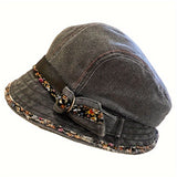 Womens Vintage-Inspired Lightweight Cotton Breton Cap - Artistic College Style Bucket Hat with Woven Craftsmanship and Lace Pattern - Perfect for Holiday and Everyday Wear