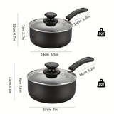 2pcs Nonstick Sauce Pan Set With Lid, 1 QT + 2.0 QT Non-stick Sauce Pot Cooking Pots Set, With Stay-cool Handle, Induction Compatible, PFOA Free, Kitchen Supplies, Cookware