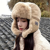 Winter Sports Bomber Hat Unisex - Polyester 100% Warm Earflap Pilot Cap with Buckle Closure, Lightweight, Non-Stretch, Knitted Craftsmanship, No Power Needed