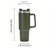40oz Large Capacity Double-Walled Vacuum Insulated Cup - Premium Stainless Steel Tumbler with Ergonomic Handle, Leak-Proof Straw Lid, and Sweat-Free Design - Perfect for Outdoor Enthusiasts, Commuters, and Adventurers on-the-go!