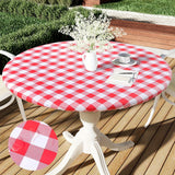 1pc Round Waterproof Vinyl Tablecloth with Elastic Edge and Flannel Backing - Easy to Clean, Wipeable, and Durable - Perfect for Indoor and Outdoor Use on Patios, Terraces, and Gardens