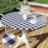 1pc Round Waterproof Vinyl Tablecloth with Elastic Edge and Flannel Backing - Easy to Clean, Wipeable, and Durable - Perfect for Indoor and Outdoor Use on Patios, Terraces, and Gardens