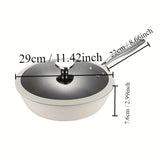 1pc 29CM Large Non-Stick Frying Pan with Lid - Kitchen & Dining Cookware - Maifan Stone Coated Surface, Induction and Gas Stove Compatible, Steak Frying, Home and Restaurant Use, Durable Cookware Item, Easy Cleaning Kitchen Supply