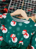 Girls' Winter Christmas Party Princess Dress With Mesh Hem & Lining, Holiday Fun Long Sleeve Christmas Dress With Ribbon Belt, Party Gift