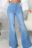 hulianfu - Black Casual Street Solid Patchwork High Waist Denim Jeans