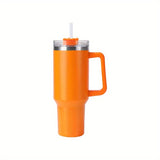 40oz Large Capacity Double-Walled Vacuum Insulated Cup - Premium Stainless Steel Tumbler with Ergonomic Handle, Leak-Proof Straw Lid, and Sweat-Free Design - Perfect for Outdoor Enthusiasts, Commuters, and Adventurers on-the-go!