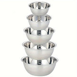 5pcs Stainless Steel Mixing Bowl Set With Measurements - Mirror Finish, Dishwasher Safe, Deep Sides For Salads & Kitchen Use