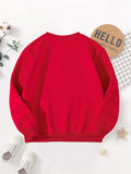 Boys' Cozy Fleece-Lined Christmas Sweatshirt with Santa & Friends Print - Casual Long Sleeve Pullover for Fall/Winter