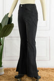 hulianfu - Black Casual Street Solid Patchwork High Waist Denim Jeans