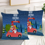 Set of 2 Christmas Throw Pillow Covers, Contemporary Style Woven Polyester Square Cushion Cases, Zippered Decorative Pillowcases with Festive Print for Sofa Chair Home Decor, Spot-Clean Only, 17x17 Inch