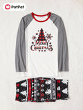 PatPat Christmas Family Matching Tree & Snowflake Graphic and Letters Print Grey Crew Neck Round Neck Long*Sleeve Sets (Flame Resistant) For Spring & Autumn/Fall & Winter Outdoors
