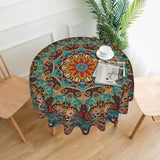 1pc Vibrant Mandala Round Tablecloth - Waterproof Circular Patio Dining Table Cover for Backyard BBQ Picnic - 60 Inch Boho Chic Home Kitchen Decoration with Easy Clean and Stain Resistant Features