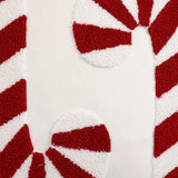 Christmas Candy Cane Embroidered Throw Pillow Covers, Traditional Style Knit Fabric, Geometric Pattern, Hand Wash, Zipper Closure, for Living Room Decor - Set of 1