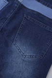 hulianfu - Khaki Casual Color Block Patchwork Mid Waist Skinny Denim Jeans