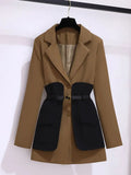 Womens Two Piece Pants Casual Blazer Set Korean Fashion Elegant Spring and Autumn Midi Suit CoatBlack Twopiece Femlae Clothing 221117