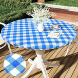 1pc Round Waterproof Vinyl Tablecloth with Elastic Edge and Flannel Backing - Easy to Clean, Wipeable, and Durable - Perfect for Indoor and Outdoor Use on Patios, Terraces, and Gardens
