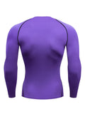 Mens Purple High-Performance Compression Shirt - Quick-Dry, Long Sleeve Workout Top with Moisture-Wicking Technology for Intense Gym, Running & Training - Ergonomic Fit for All-Day Comfort