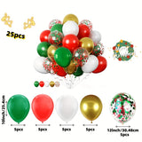 25-Piece Christmas Balloon Set with Confetti - Patriotic Themed Round Latex Balloons for Wedding, New Year, Graduation, Bridal Shower - Ideal for Indoor & Outdoor Holiday Decorations
