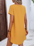 Lightweight & Chic Womens Two-piece Set - Short Sleeve Asymmetrical Tee with Elastic Waist Shorts - Effortless Summer Outfit