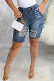 hulianfu - Blue Fashion Casual Patchwork Ripped High Waist Regular Denim Jeans