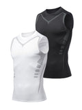 Buy 1 Get 1 Free, total of 2 pcs Men's Premium Quick-Dry Tank Top - Breathable Crew Neck Sleeveless Compression Vest with Moisture-Wicking Fabric, Four-Way Stretch, and Anti-Odor Technology - Ideal for Sports Events, Fitness Training, Ball Games, and Outd