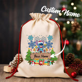 Custom Disney Stitch Christmas Drawstring Bag - Personalized Name, Cartoon Animal Print, Perfect for Holiday Gifts & Party Favors