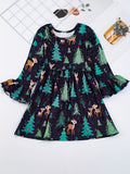 Adorable Snowman Crew Neck Dress for Girls - Soft, Comfortable, and Festive Christmas Party Outfit - Ideal for Kids' Holiday Celebrations