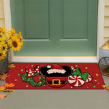 Christmas Holiday Bath Mat with Santa Hat, Holly, and Candy Canes - Non-Slip, Machine Washable, Medium Pile, Woven Polyester, 550gsm, 0.47inch Thick, Comfortable Floor Mat for Entryway, Kitchen, Living Room, Bedroom, Laundry Room - 1 Piece